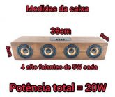 Caixa De Som Bluetooth 20W 4 ALTO-FALANTES Retro Vintage Speaker Feel The Beat Big Sound KTS-1108