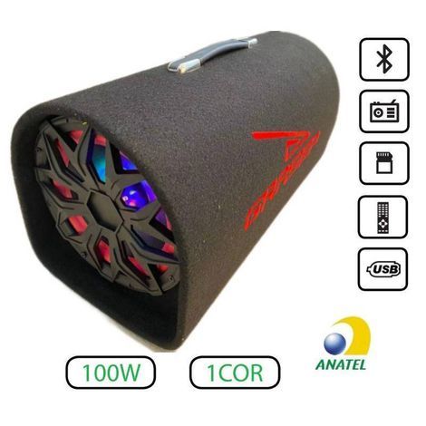 Caixa de Som Amplificada Alta Potência 100W Bluetooth Usb Aux Com Alça LED RGB Grasep D-bh2202