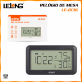 Relógio de mesa Digital Despertador Termómetro Higrômetro LELONG LE-8136