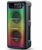 Caixa de Som Super Bass Com 2 Alto-falante LED RGB Com Entrada de Microfone Grasep D-3208