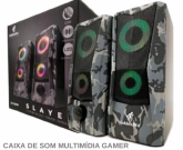 Caixa De Som Multimídia Gamer LED RGB P/ PC e Notebook Camuflado Slaye GoldenUltra GT-N02/GT-G500