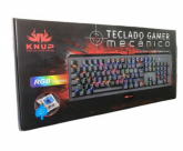 Teclado Gamer Mecânico c/fio LED RGB Metalizado Knup KP-TM010