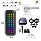 Caixa de Som Grande 200W Com Rodinha LED RGB Interativo Controle e Microfone sem fio KTS-1756