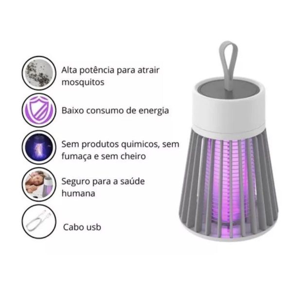 Abajour Mata Mosquitos Armadilha Eletrônica Led Uv Bivolt