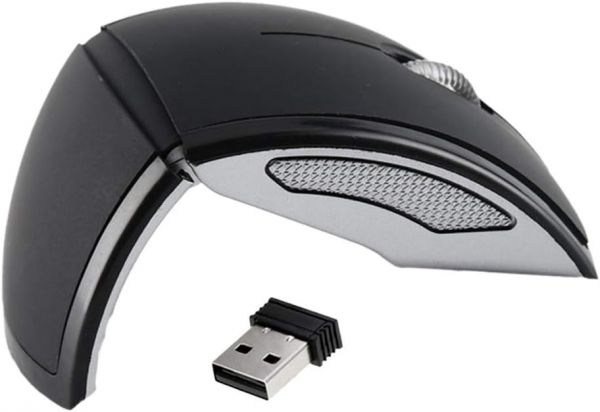 Mouse óptico sem fio de 2,4 GHz da Almencla, mouse sem fio de arco dobrável com receptor USB para la