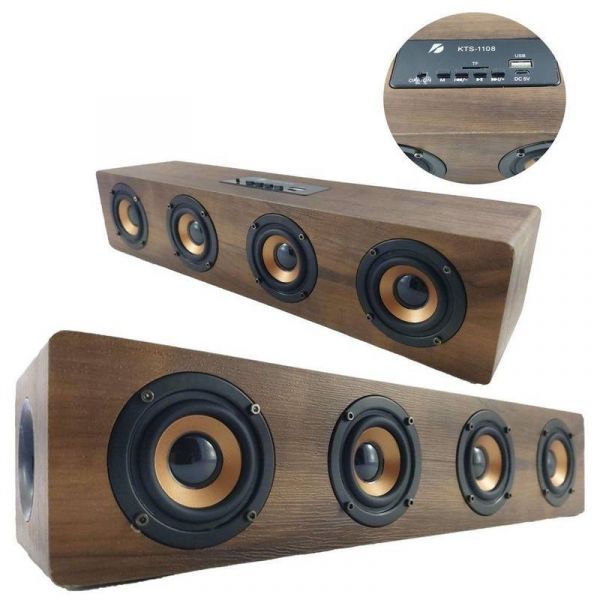 Caixa De Som Bluetooth 20W 4 ALTO-FALANTES Retro Vintage Speaker Feel The Beat Big Sound KTS-1108