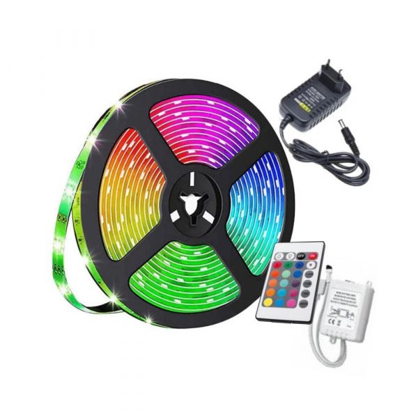 KIT Fita de led 5M 5050 RGB Controle MAXBOM 6120B com fonte 12V 2A TB-0154 / FO-2A