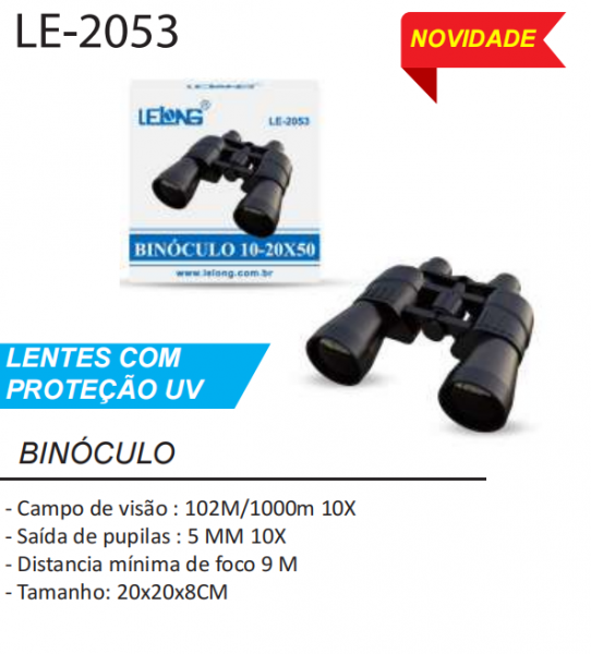 Binóculo Profissional LELONG 10-20*50 Longo Alcance LE- 2053