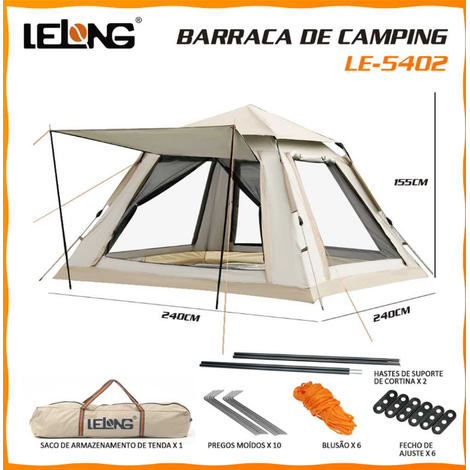 Barraca de Camping Material Tecido oxford + Liga de alumínio 240CM*240CM*155CM* LELONG LE-5402