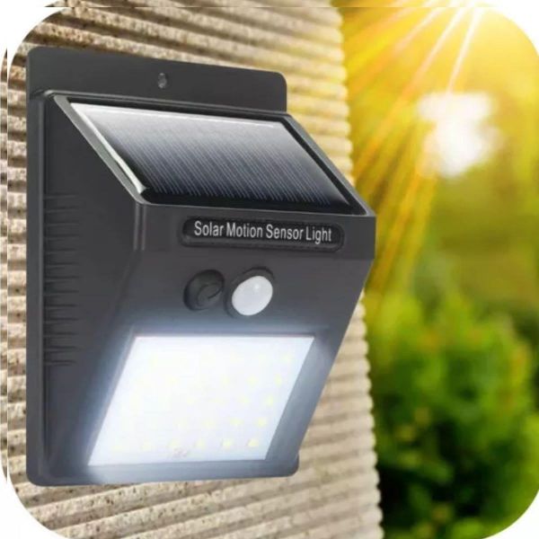 Luminária Solar De Parede Sensor Led Carregado A Luz Solar