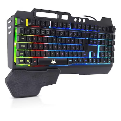 Teclado Gamer LED Rgb Semi Mecânico Metalizado Knup KP-TE105