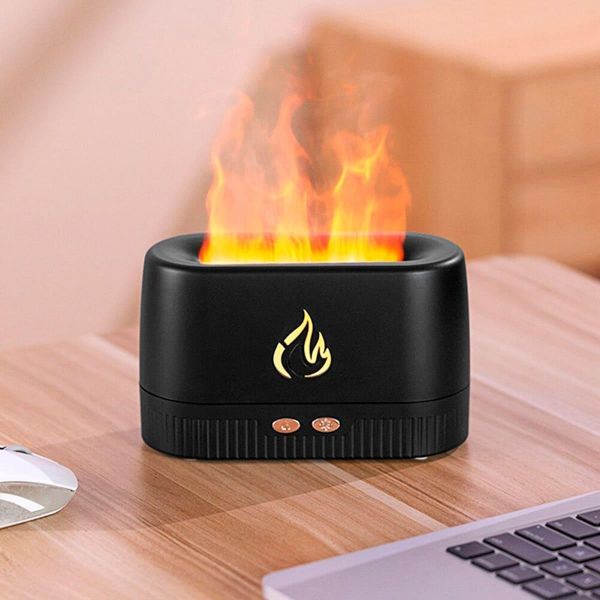 Umidificador De Ar Aromatizador Difusor Aroma Fogo Led Usb