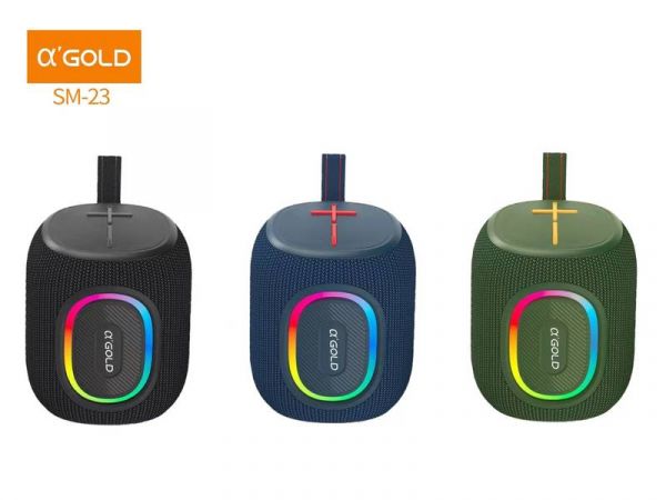 Caixa De Som 8W LED RGB Resistente Água IPX6 A'GOLD SM-23