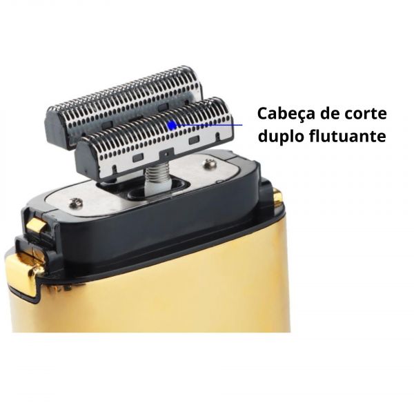 Barbeador Máquina Corpo de Metal Dourado Shaver Acabamento Kemei Gold Km-TX1