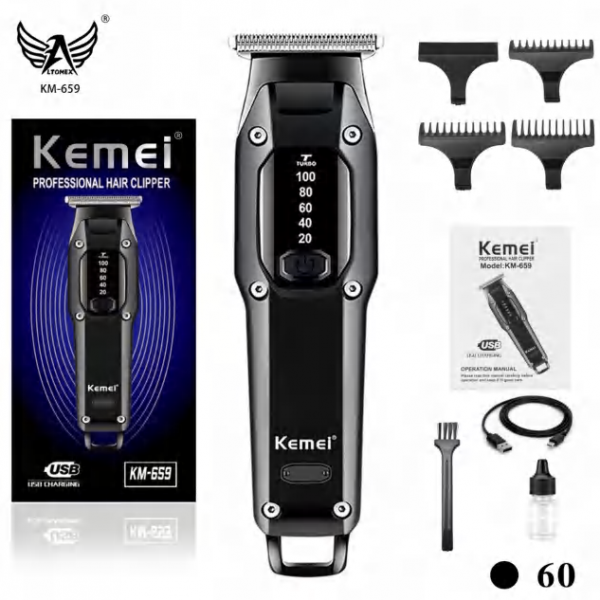 Máquina De Cabelo Acabamento E Barba Profissional Kemei KM-659