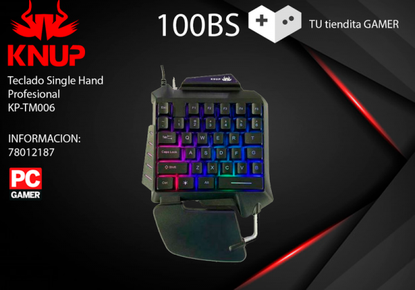 Teclado Gamer Led Única Mão KNUP KP-TM006