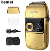 Barbeador Máquina Corpo de Metal Dourado Shaver Acabamento Prova da água Kemei KM-2028