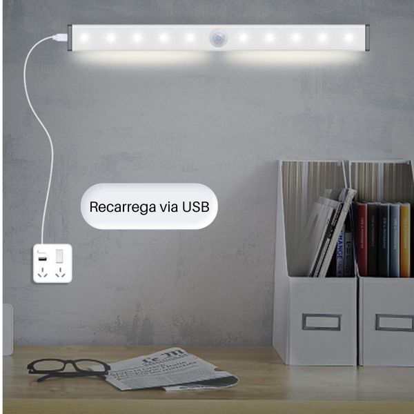 Kit 2 Luminárias Barra Led De 30Cm Com Sensor De Presença