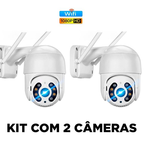 Kit 2 Câmeras IP Wifi Externa Visão Noturna Zoom 4x