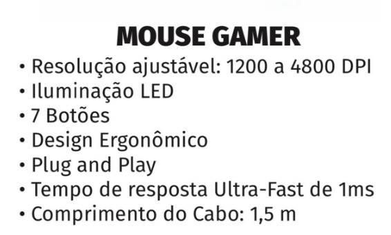 Mouse Gamer LED RGB 7 botões 4800DPI KNUP KP-MU008