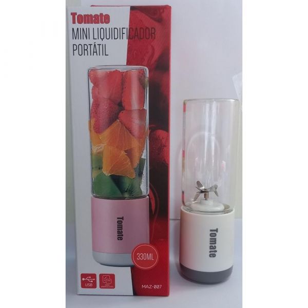 Liquidificador Portátil Com 6 Lâminas Com Copo De Vidro 330ML Tomate MAZ-007