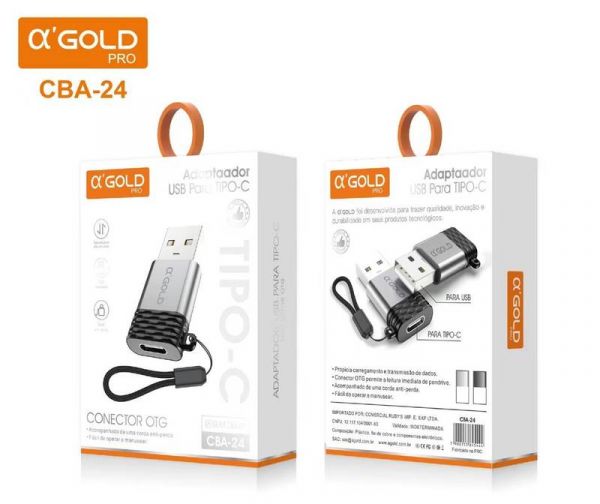 Adaptador OTG TYPE-C para USB A'GOLD CBA-24