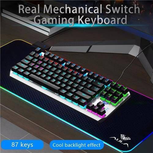 Teclado Gamer Mecânico c/fio LED RGB Metalizado AULA F2067