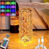 Luminária De Mesa Abajur Cristal Led Rgb 16 Cores C Controle