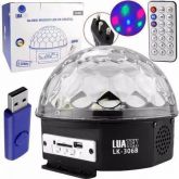 Globo Cristal Mágico Musical Sem Bluetooth Com LED 9 Cores LuaTek LK-306B-9