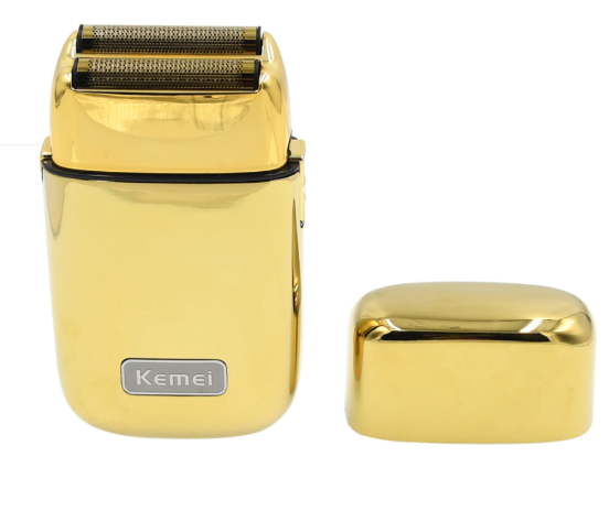 Barbeador Máquina Corpo de Metal Dourado Shaver Acabamento Kemei Gold Km-TX1