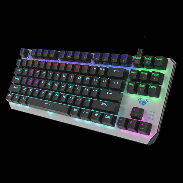 Teclado Gamer Mecânico c/fio LED RGB Metalizado AULA F2067