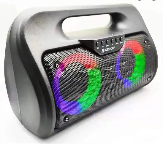Caixa de Som Super Bass 20W Com 2 Alto-falante LED RGB Com Entrada de Microfone Grasep D-3205