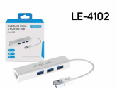Adaptador Hub USB 2.0 para RJ45 E 3 portas Hub LAN IT-BLUE LE-4102