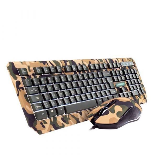 KIT GAMER Teclado E Mouse Camuflado Com Led Multilaser Original Warrior Kyler-TC249