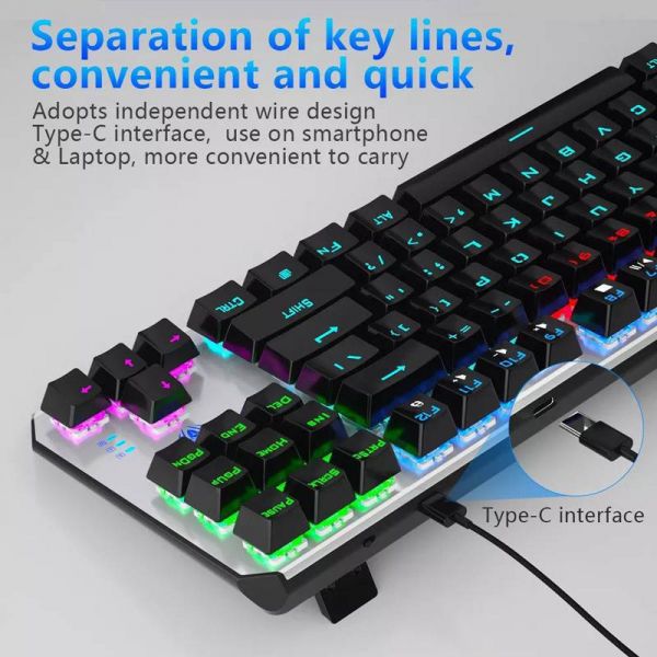 Teclado Gamer Mecânico c/fio LED RGB Metalizado AULA F2067