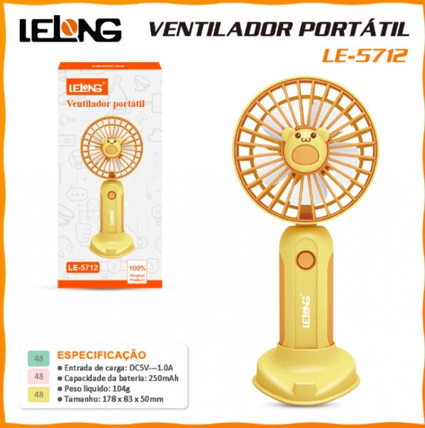 Mini Ventilador de mão com suporte de mesa Lelong LE-756 / LE-5712