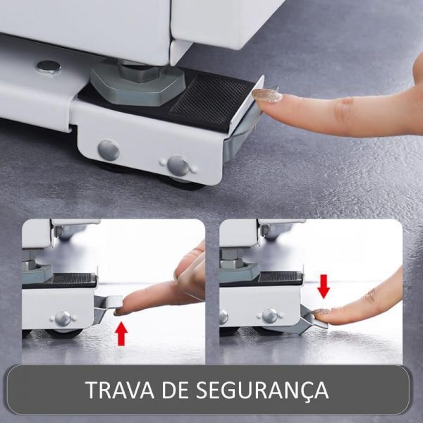 Base Suporte Rodinhas Ajustável Arrastar Máquina Lavar