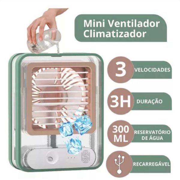 Mini Climatizador Ventilador Portátil Ar Umidificador