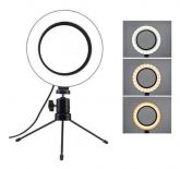 Ring Light De Mesa Iluminador Led Mini Tripé Anel 16Cm Usb