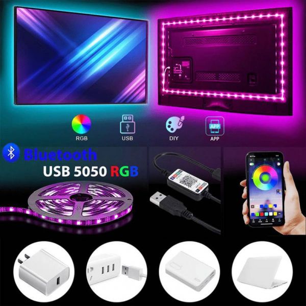 Fita De LED 5050 RGB 3M Controle De Som Música Ligação USB Efeito Interativo LEON LA72