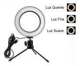 Ring Light De Mesa Iluminador Led Mini Tripé Anel 16Cm Usb