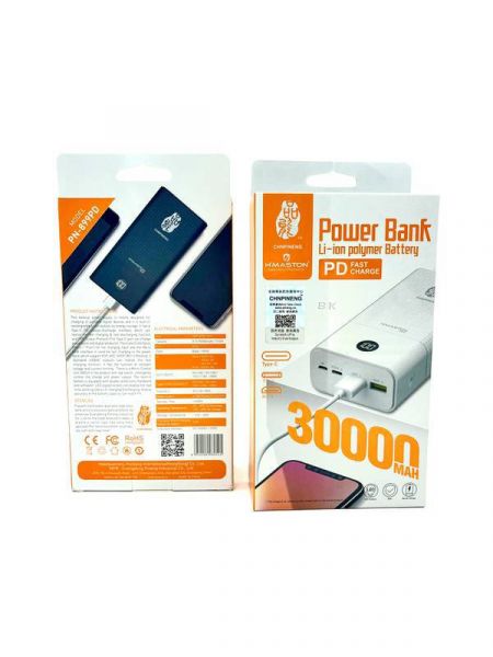 Power Bank 30000 mah 2 USB E 1 Saída Type C PD18W Com Display H maston CHNPINENG PN-899PD