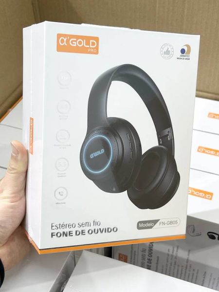 Fone De Ouvido Bluetooth 5.3 Suporte Rádio FM Som Estéreo Super Bass Superior A'GOLD FN-GB05